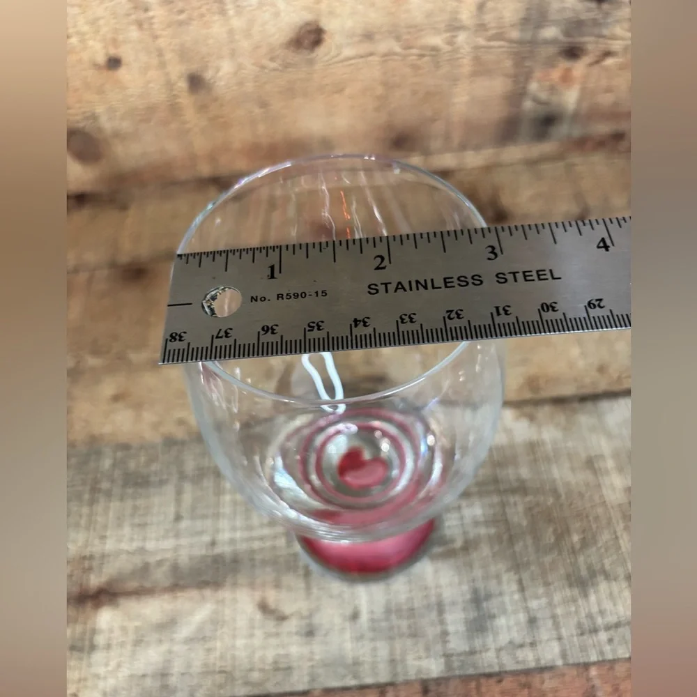 Wine/Beer Glasses Set Of 2 Calypso Colony Red Color Bottom Czech Republic Heavy